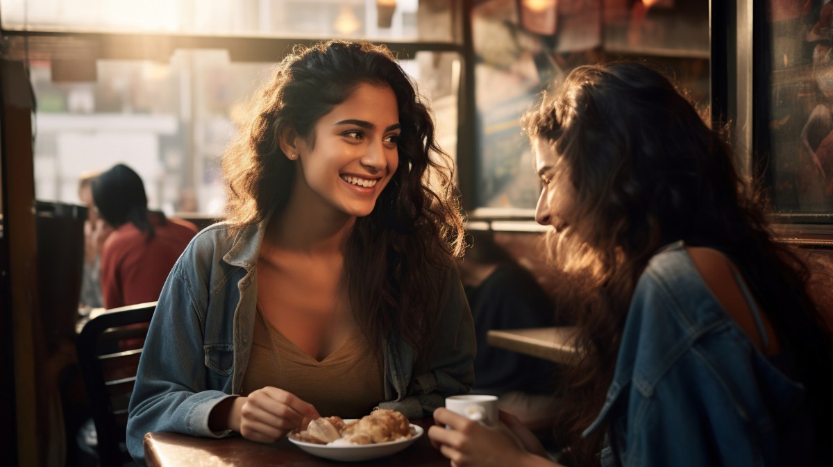 Zwei Frauen bei einem Date in einem Café