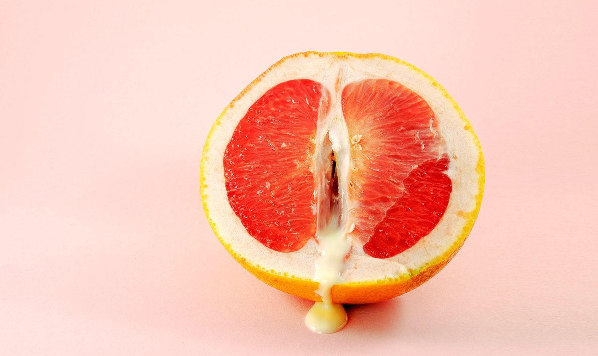 Symbolbild für Orgasmus, Grapefruit mit Saft