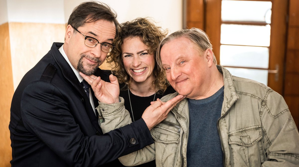 Axel Prahl und Jan Josef Liefers am Set von "Tatort Münster"