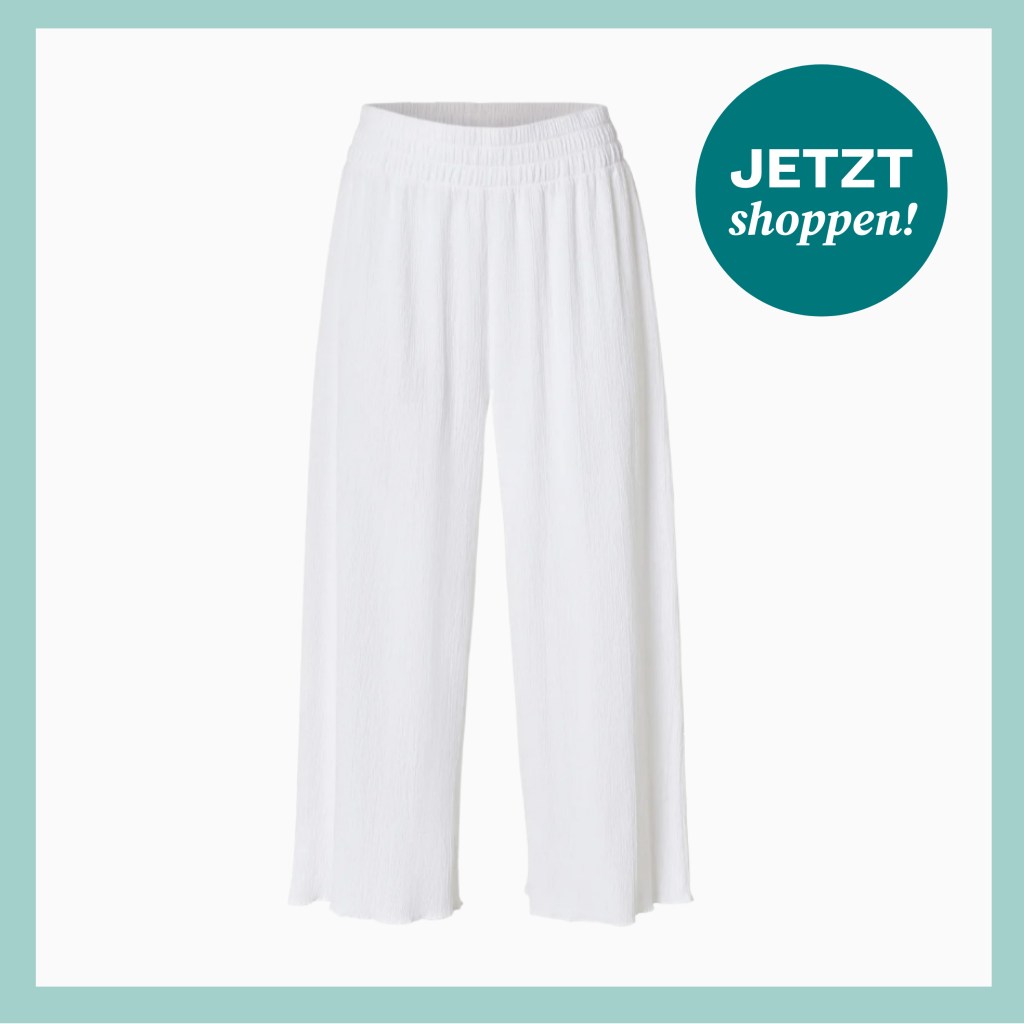 Weiße Stoffhose von Lidl mit weitem Bein und Stretch-Bund