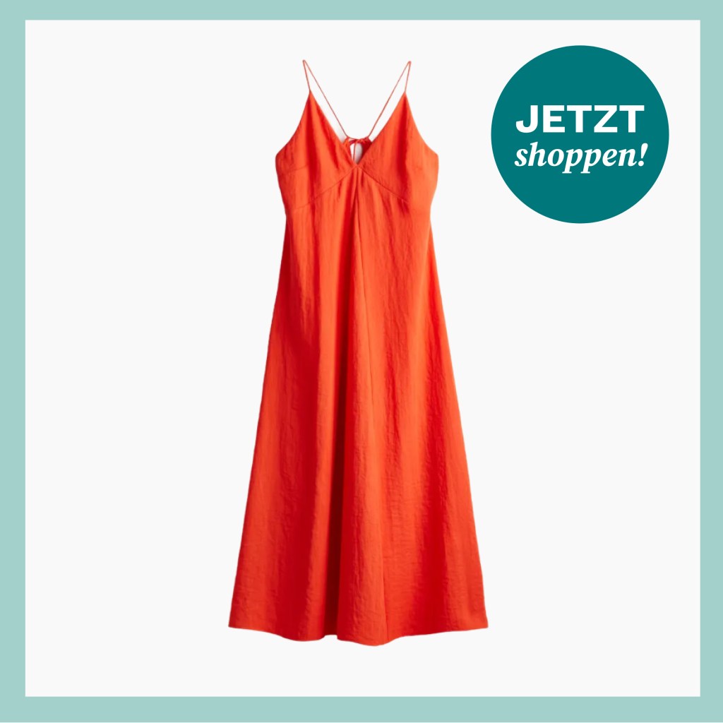 Orangefarbenes Trägerkleid mit V-Ausschnitt von H&M