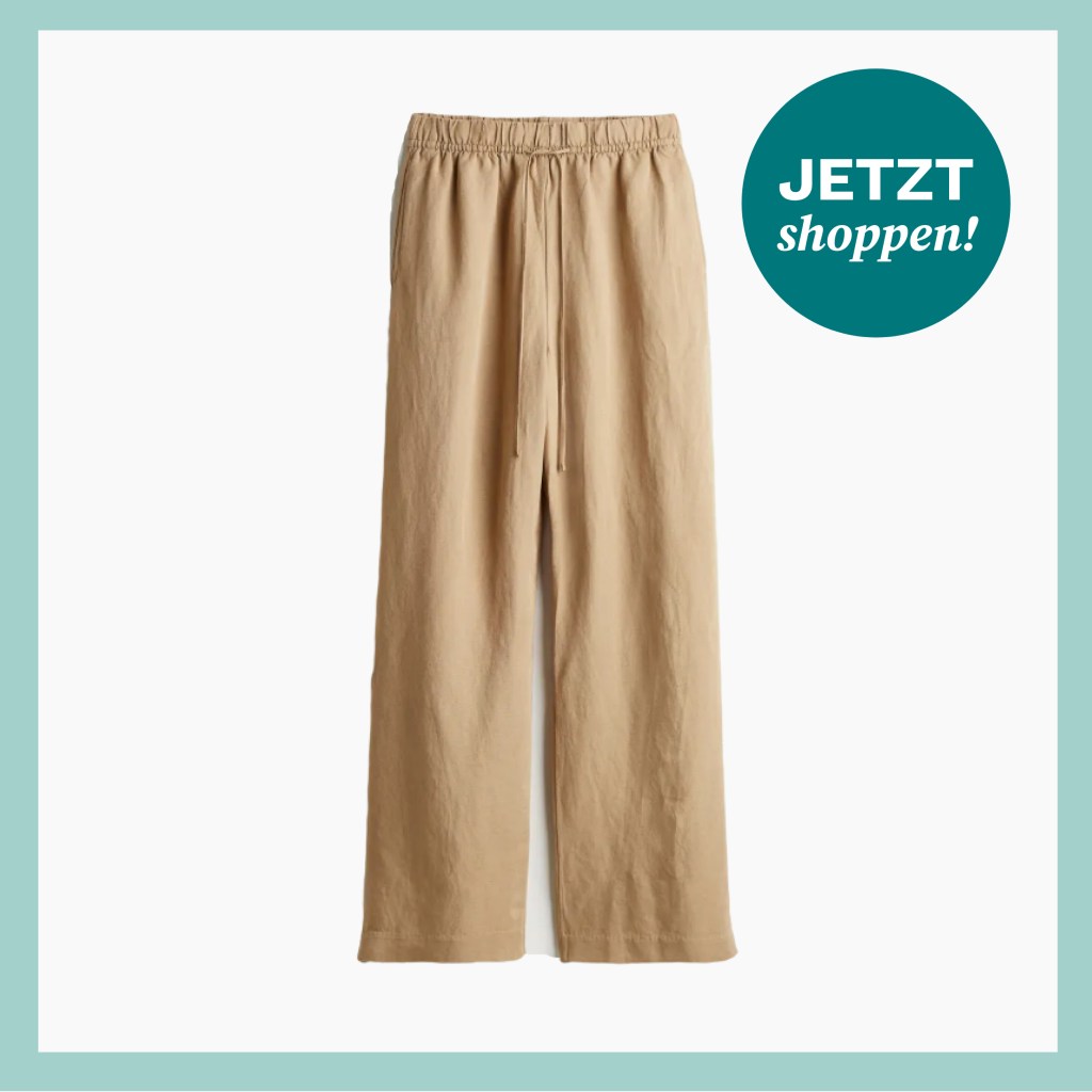 Cremefarbene Leinenhose aus der aktuellen Kollektion von H&M