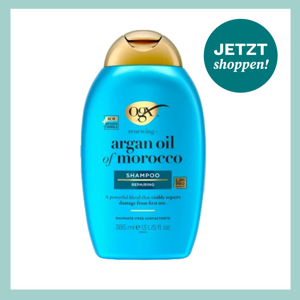 Blaue Shampoo-Flasche der Marke OGX, ehemals Organix