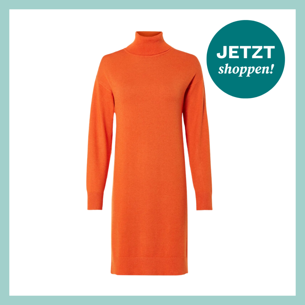 Kleid aus feinem Strick in leuchtendem Orange.