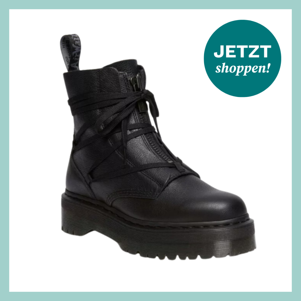 Schwarze Boots mit Reißverschluss und Schnürung.